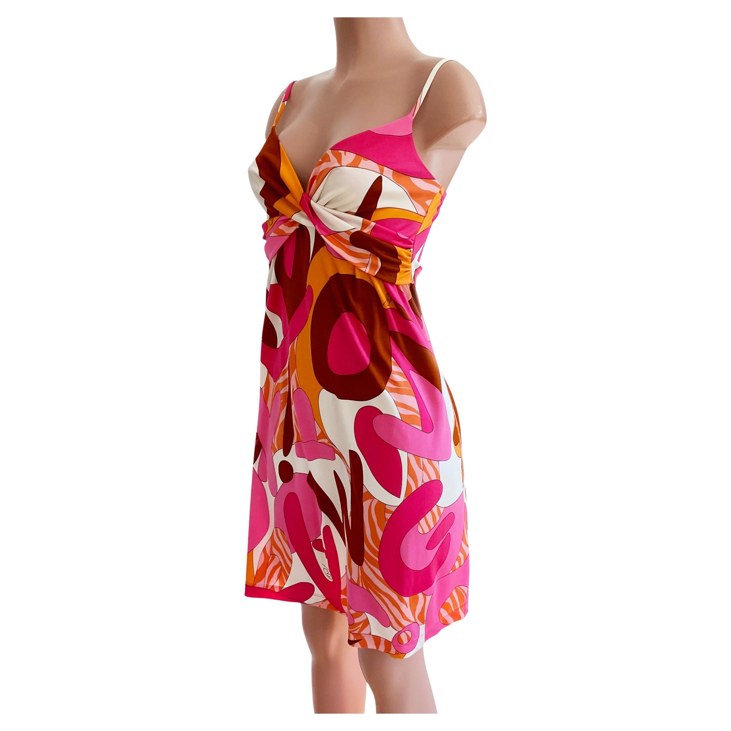 Pink Fusion Print silk jersey Cami Slip Boho Dress - NWT Flora Kung For Sale