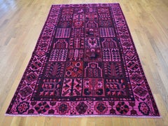 Pink Gallery Size Vintage Overdyed Persian Hand Knotted Oriental Rug, 5'2"x 9'9"
