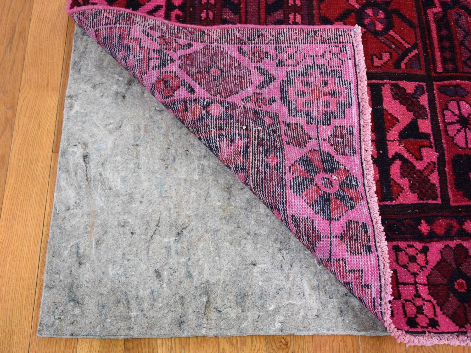 Medieval Pink Gallery Size Vintage Overdyed Persian Hand Knotted Oriental Rug, 5'2