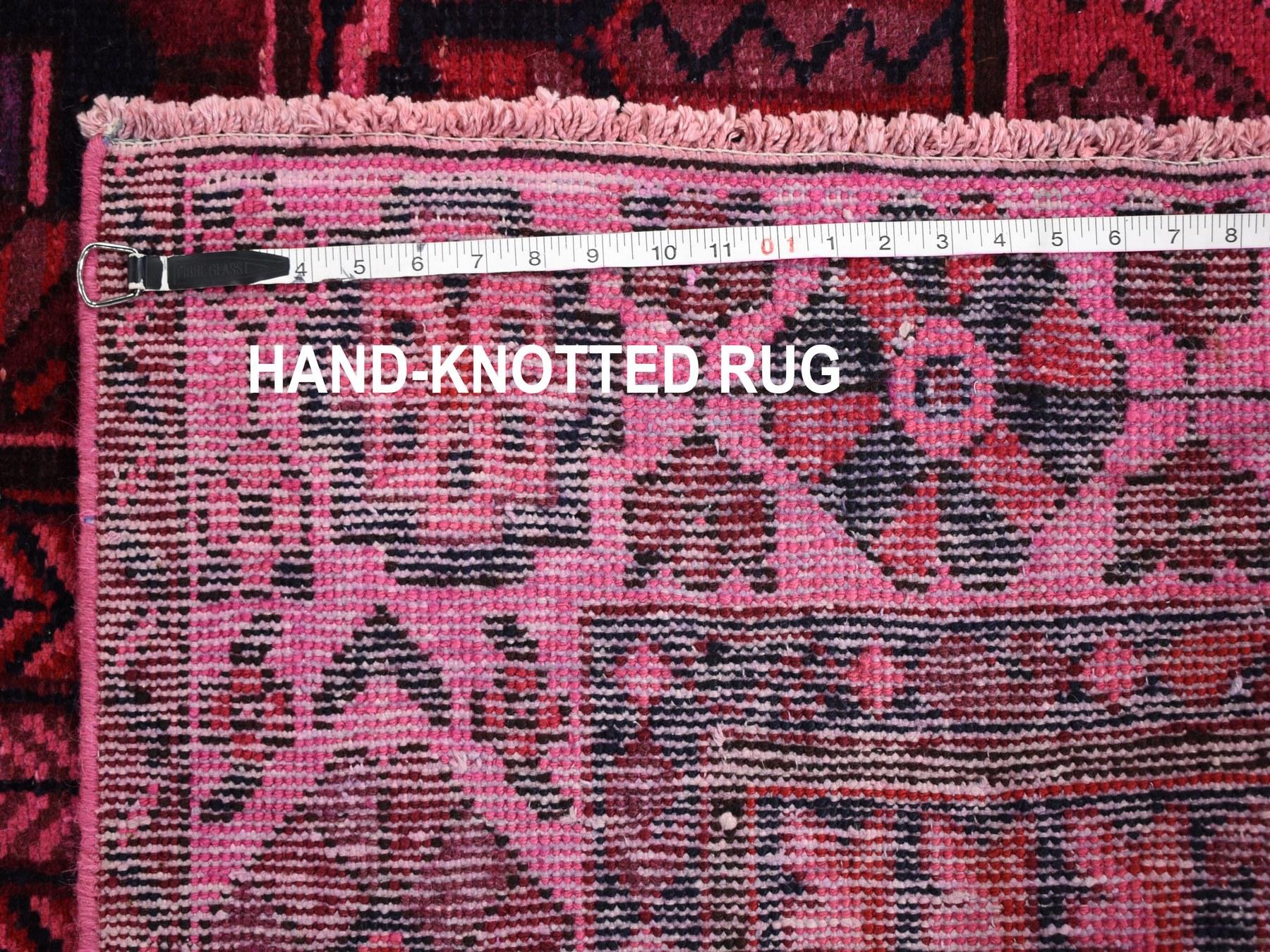 Wool Pink Gallery Size Vintage Overdyed Persian Hand Knotted Oriental Rug, 5'2
