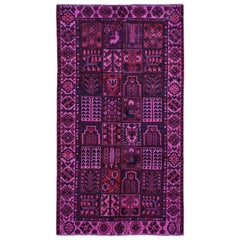 Pink Gallery Size Retro Overdyed Persian Hand Knotted Oriental Rug, 5'2"x 9'9"