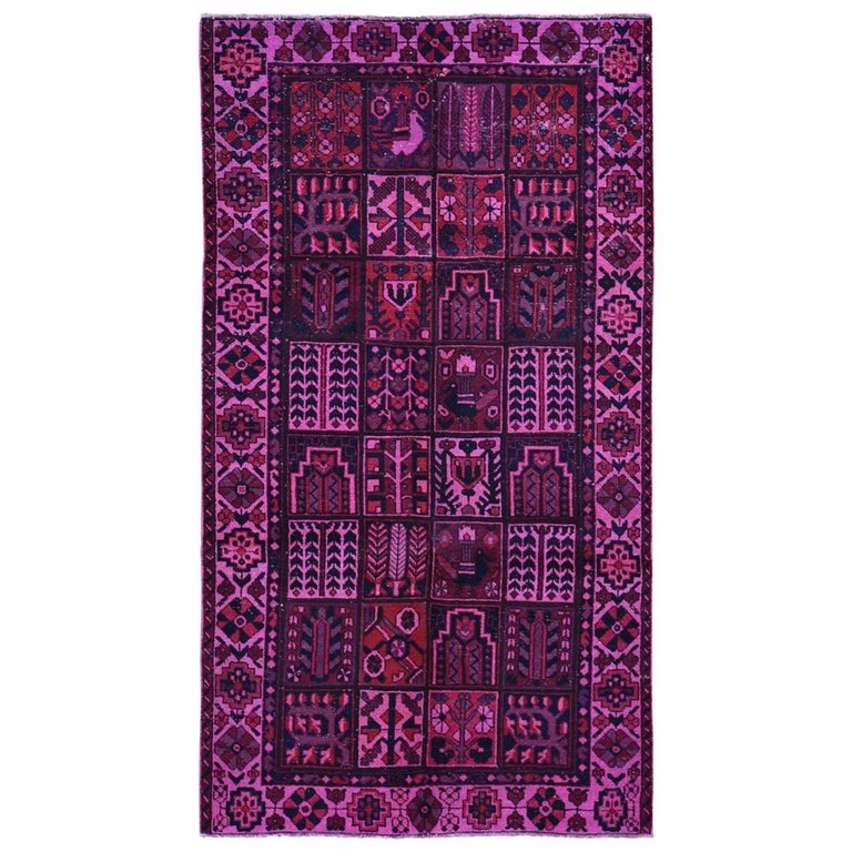 Tapis persan vintage en soie Souf Kashan rose - En vente sur France