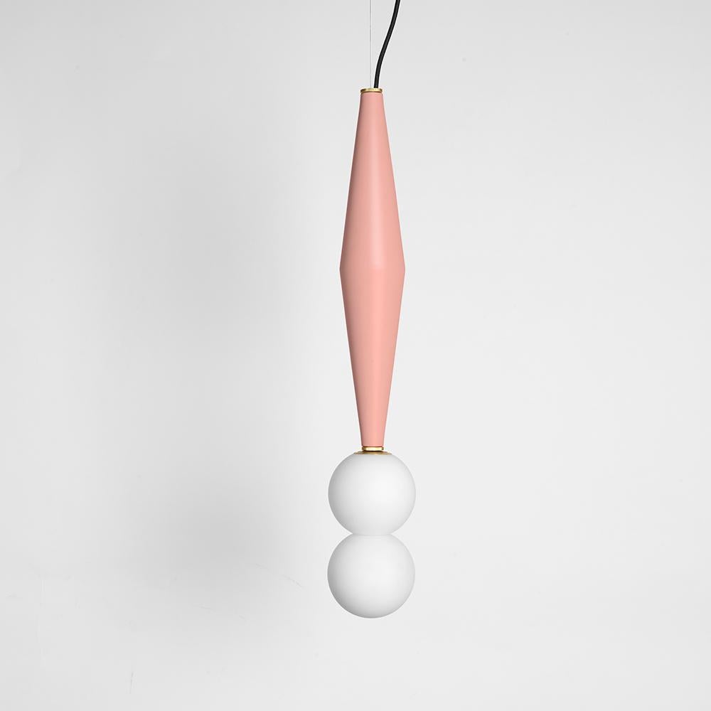 Pink Gamma C lamp by Mason Editions.
Dimensions: 12 × 12 × 37 cm.
Materials: aluminium and blown opal white glass.
Colours: pink, burgundy, light grey, sage green, petrol green, black.
All our lamps can be wired according to each