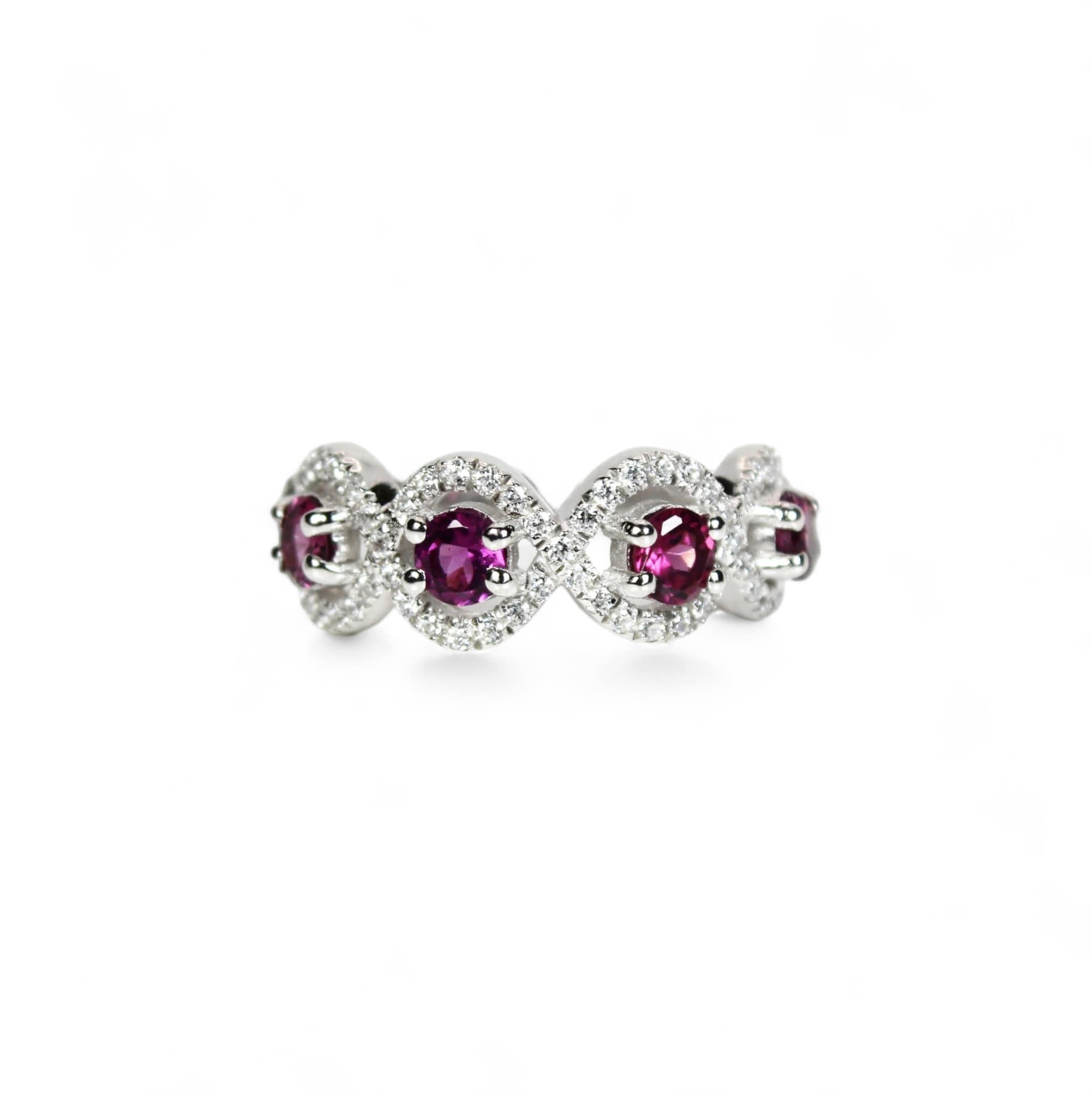 Round Cut Pink Garnet Ring For Sale