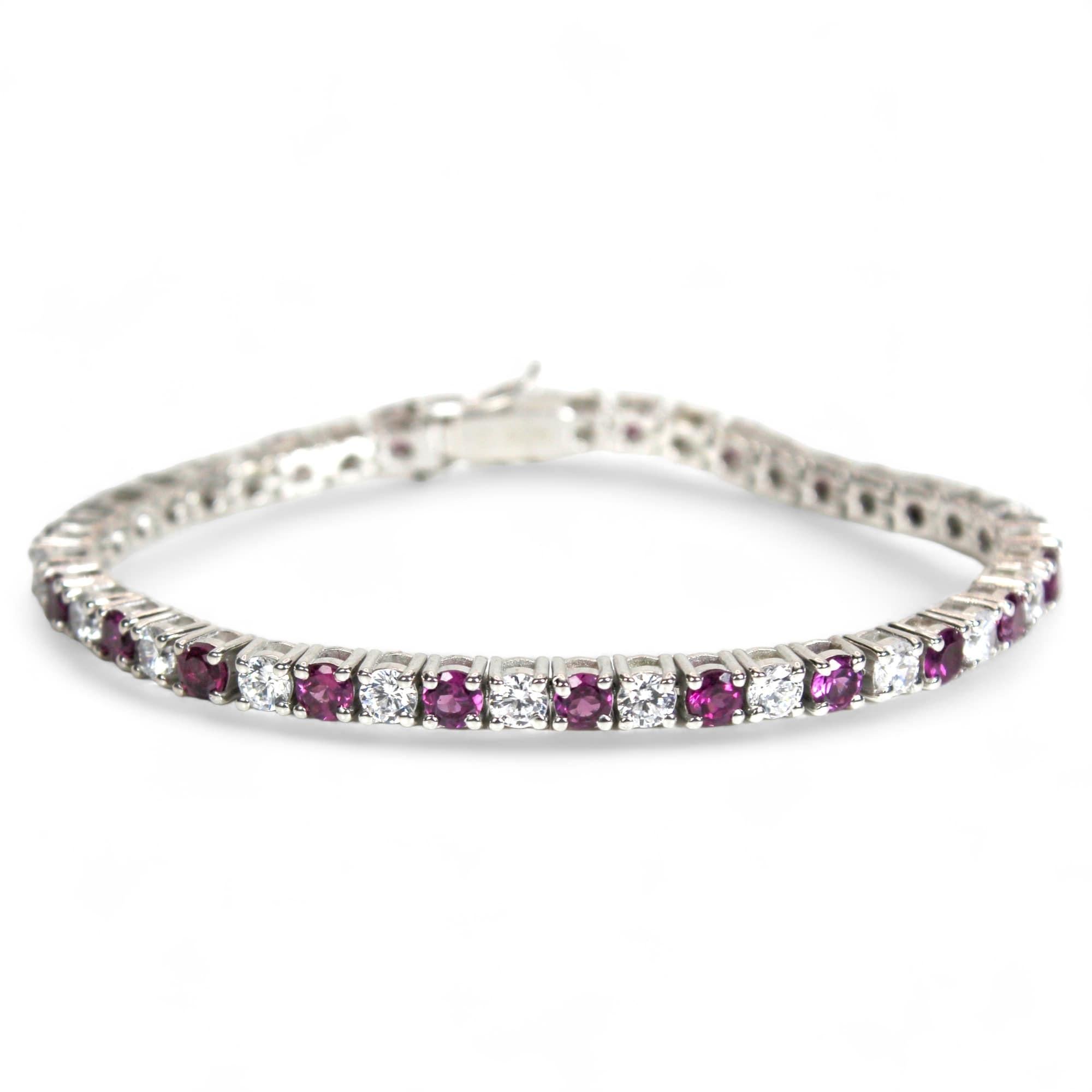 Contemporary Pink Garnet Tennis Bracelet For Sale