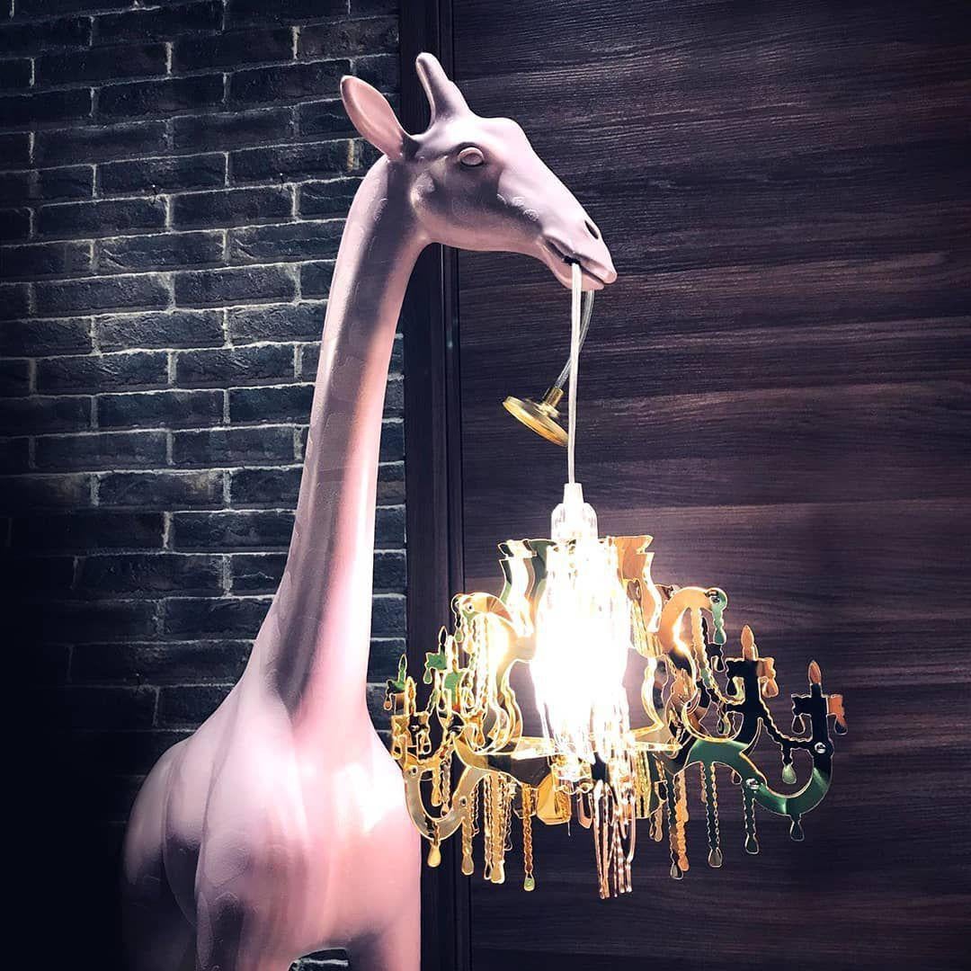 Fiberglass In Stock in Los Angeles, Pink Giraffe in Love XS Chandelier by Marcantonio