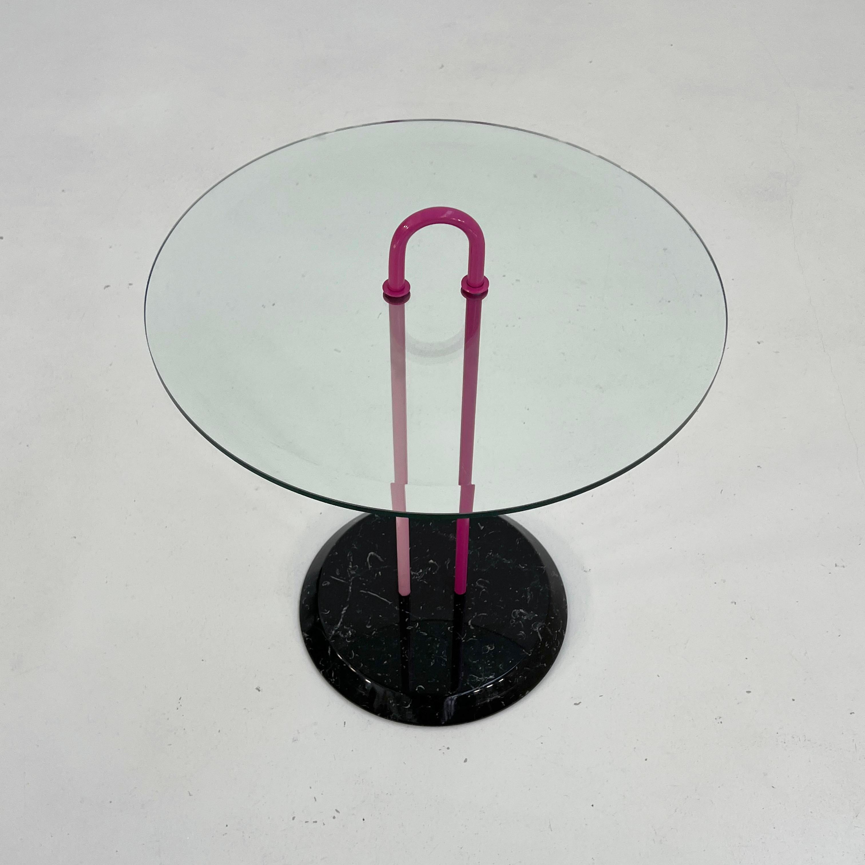 Metal Pink Glass and Marble Side Table by Vico Magistretti for Cattelan Italy