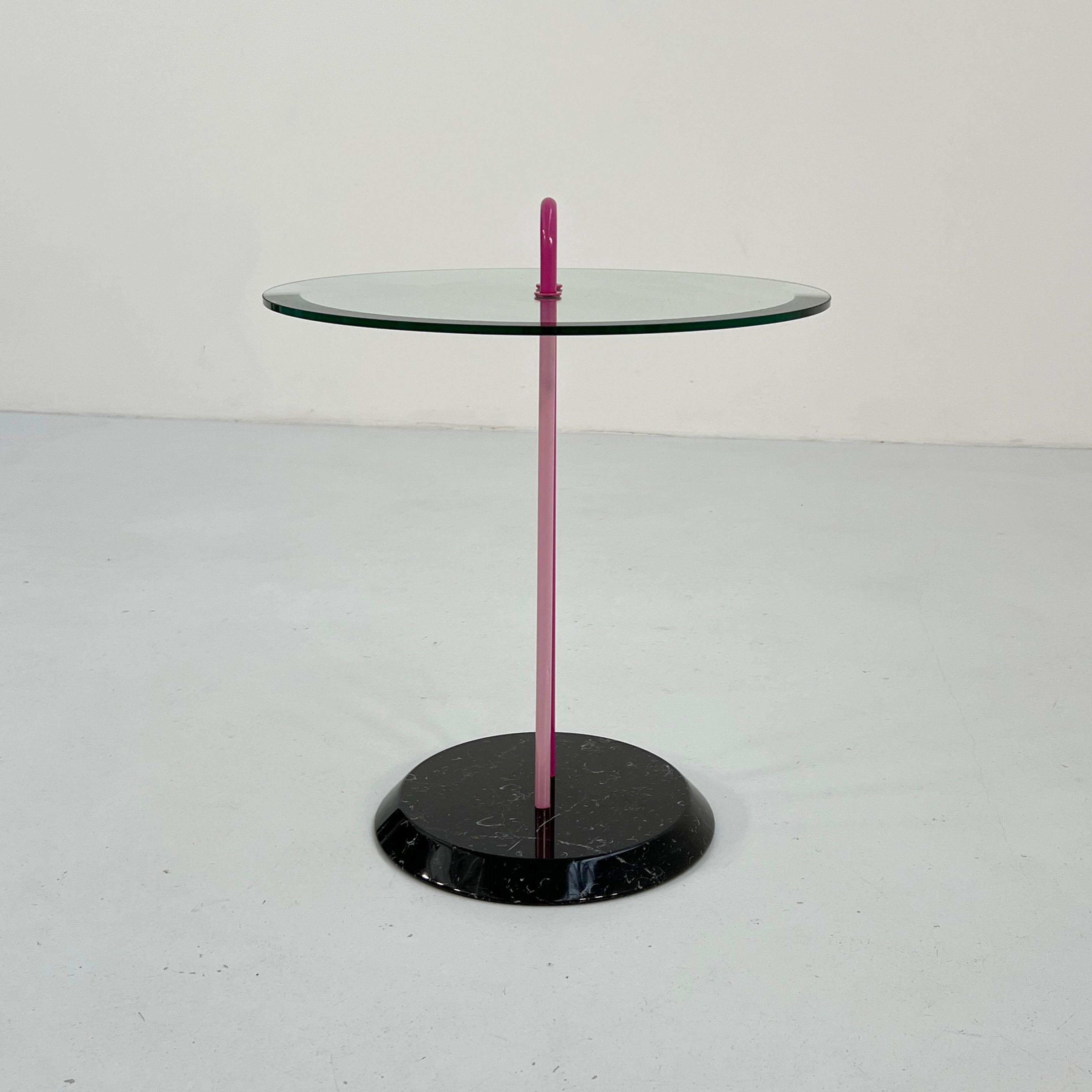 Pink Glass and Marble Side Table by Vico Magistretti for Cattelan Italy 2