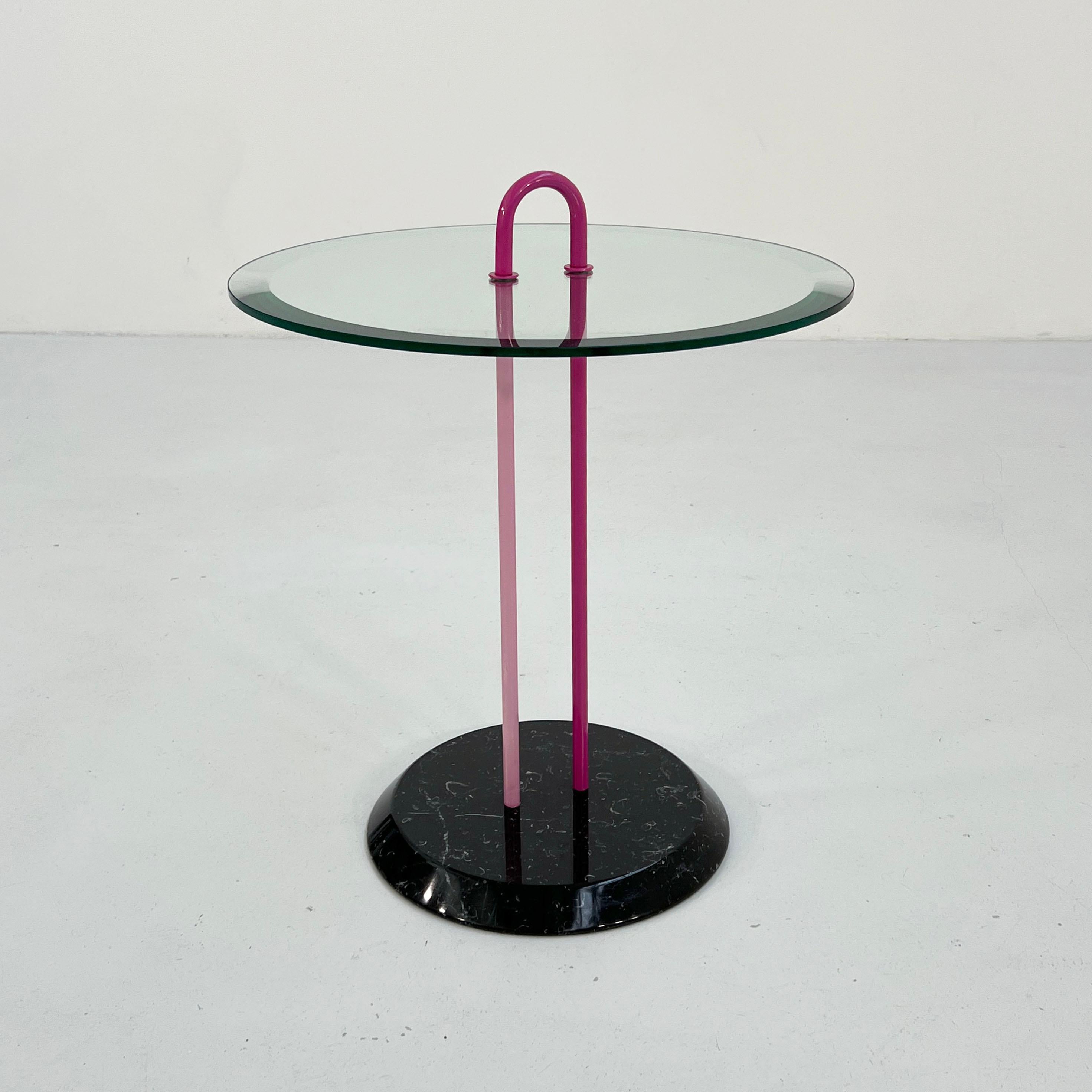 Pink Glass and Marble Side Table by Vico Magistretti for Cattelan Italy 3