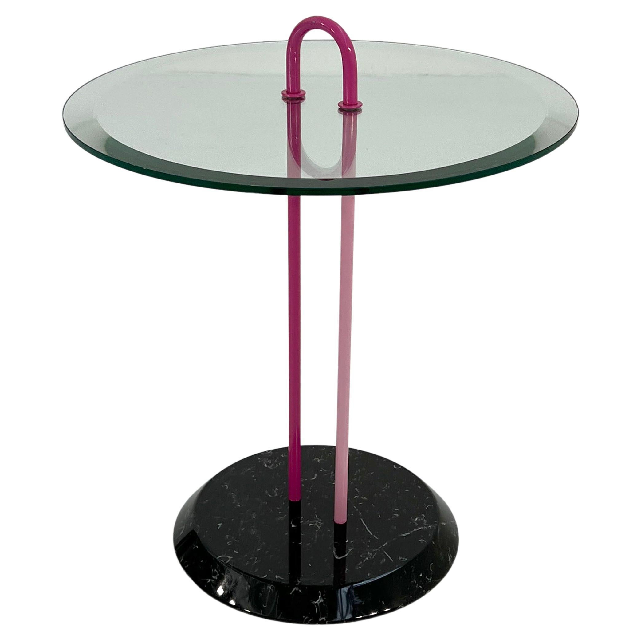Pink Glass and Marble Side Table by Vico Magistretti for Cattelan Italy