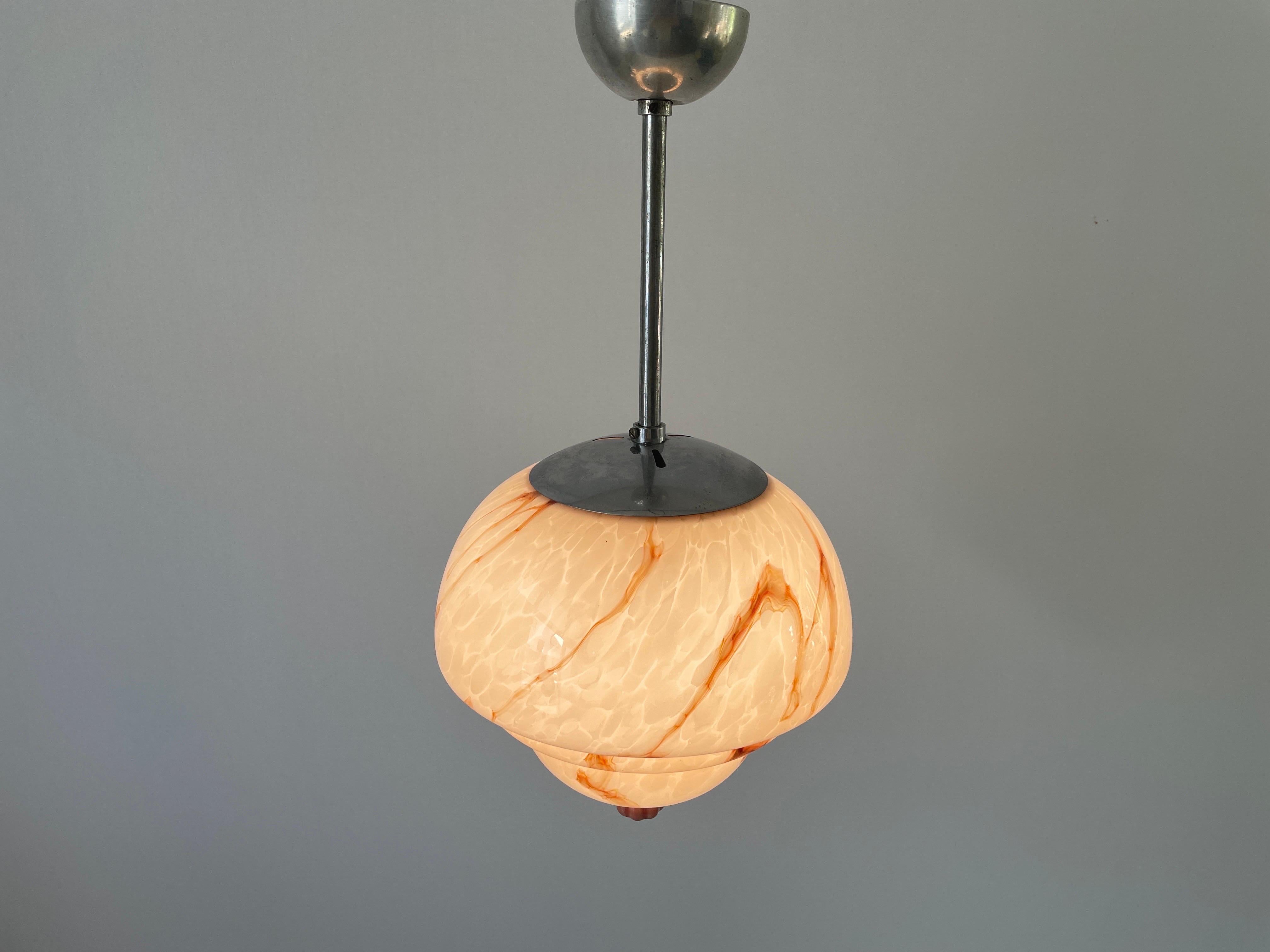 Pink Glass Art Deco Style Ceiling Lamp, 1940s, Germany For Sale 9