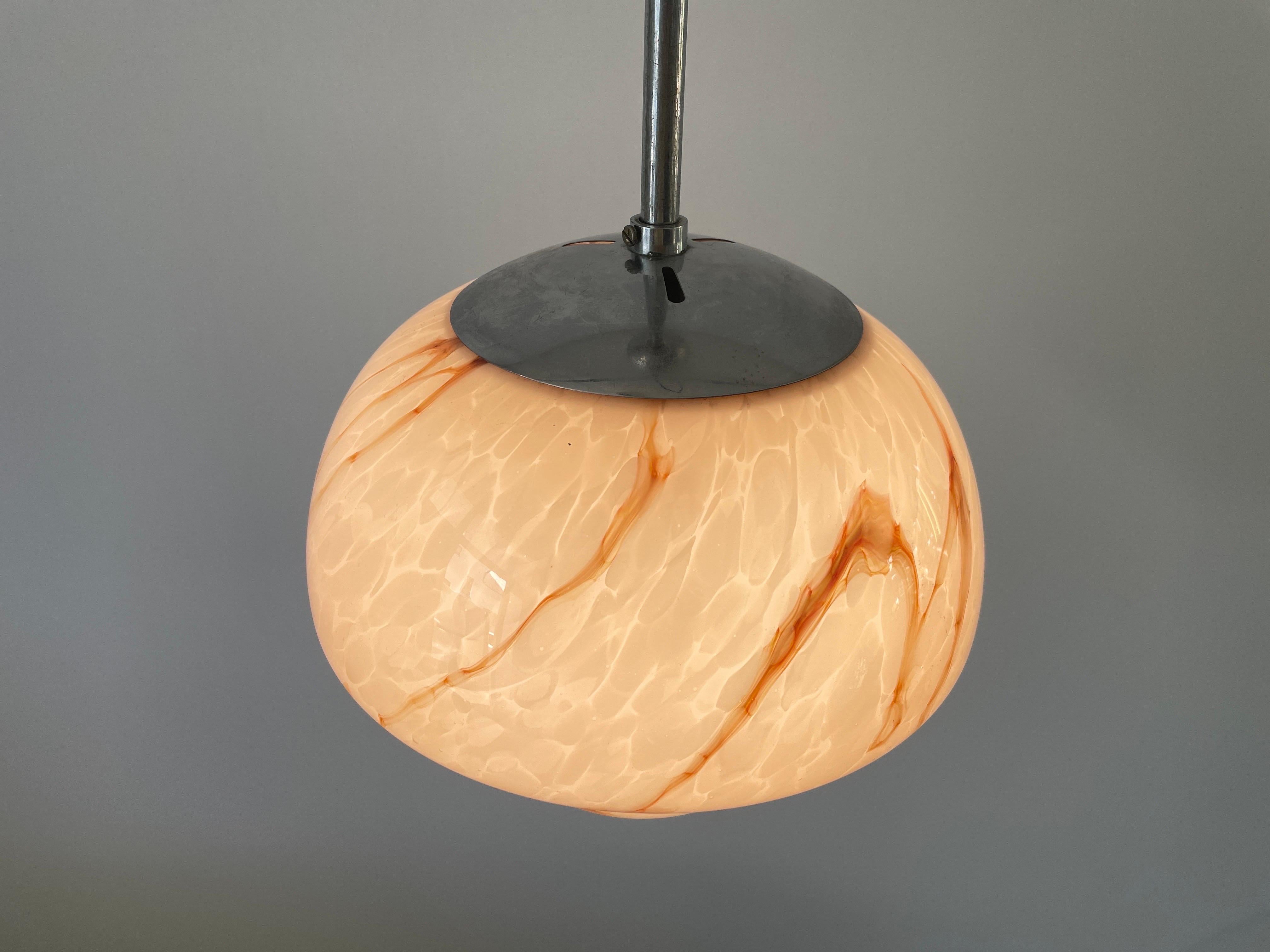 Pink Glass Art Deco Style Ceiling Lamp, 1940s, Germany For Sale 10