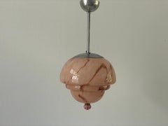 Pink Glass Art Deco Style Ceiling Lamp, 1940s, Germany