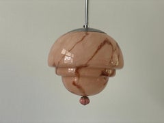 Pink Glass Art Deco Style Ceiling Lamp, 1940s, Germany