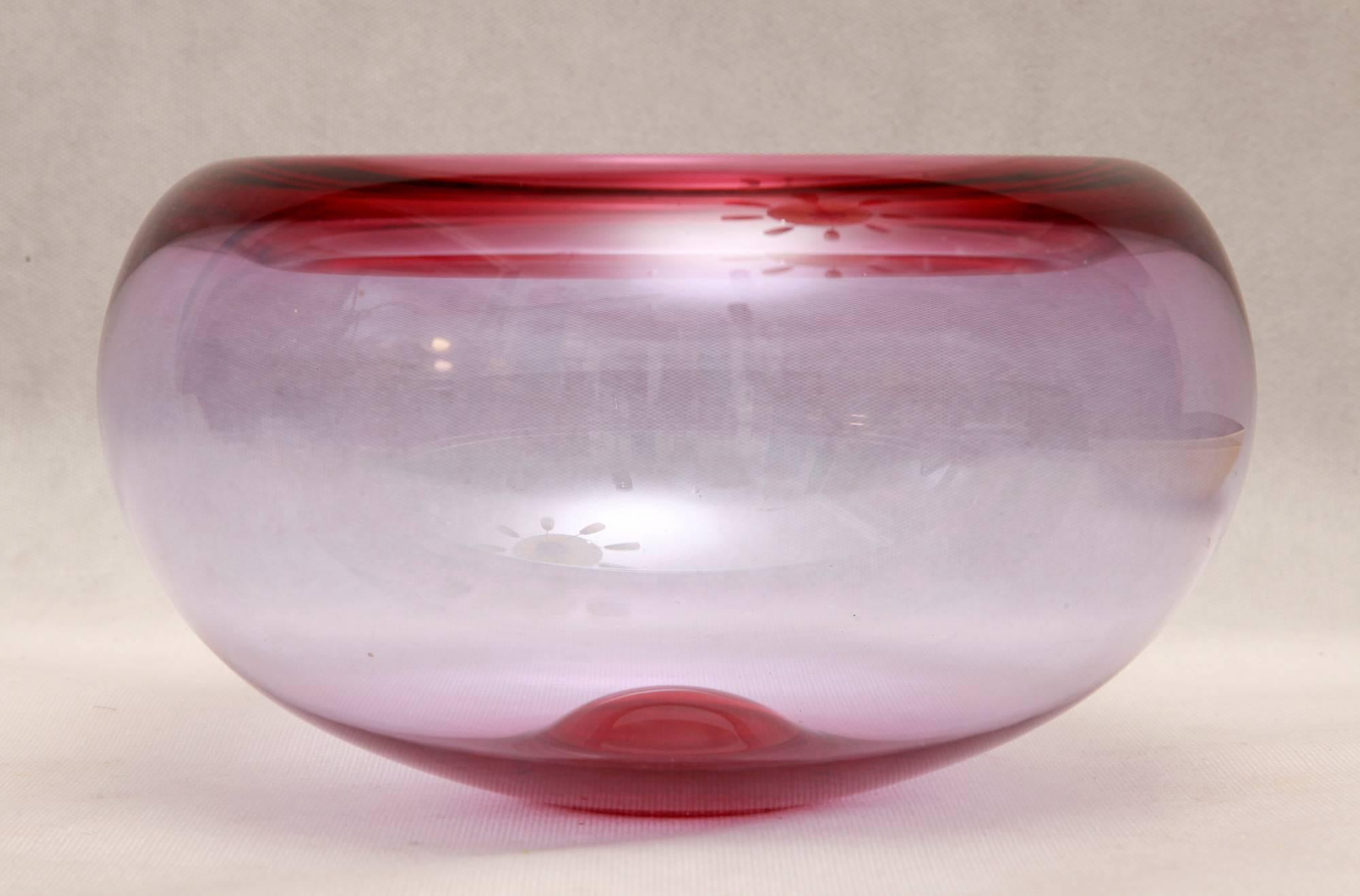 Mid-20th Century Pink Glass Bowl Provence by Per Lütken for Holmegaard, Denmark, 1960s For Sale