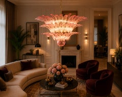 Pink Glass Chandelier, Murano
