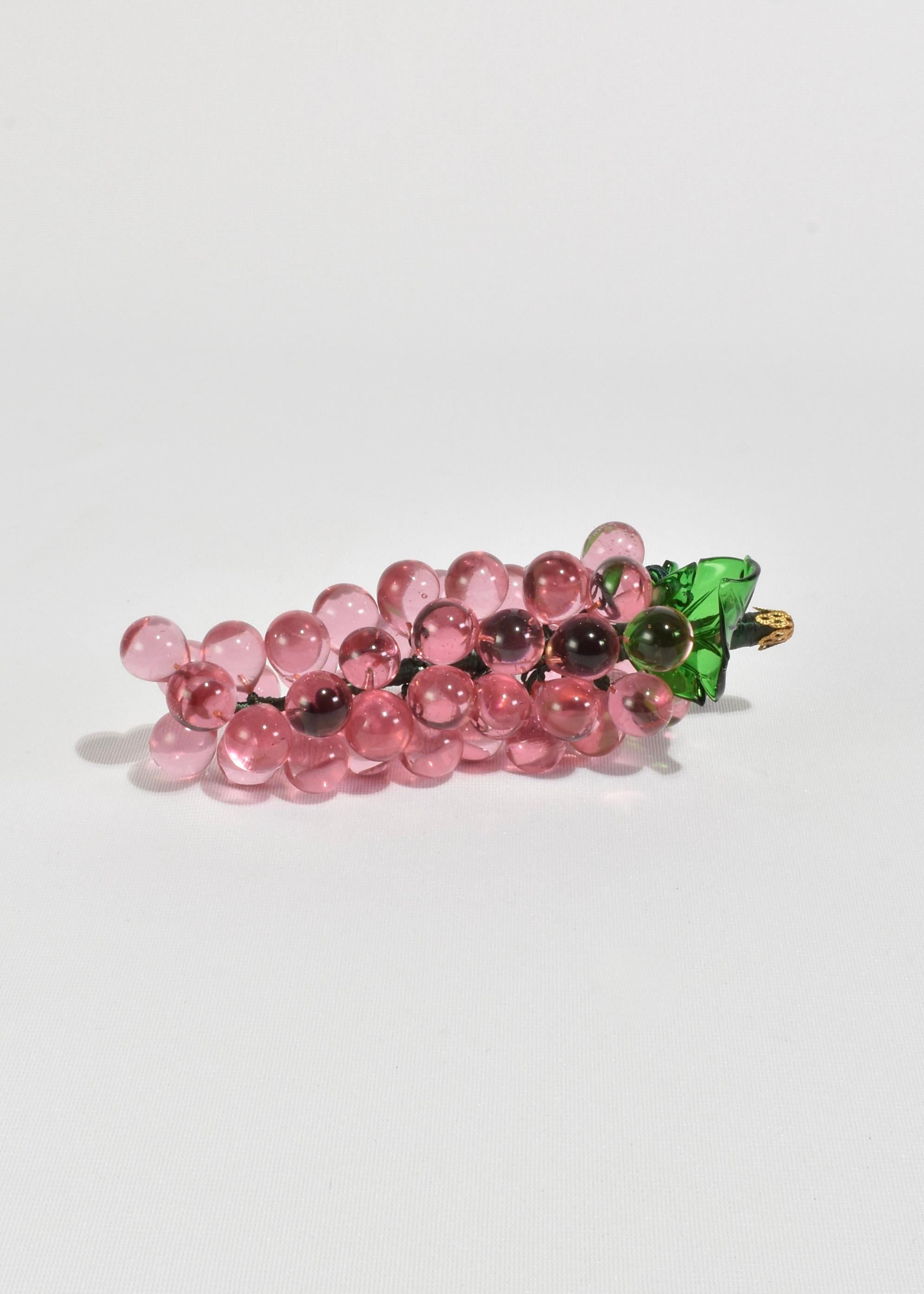 Pink Glass Grape Sculpture In Excellent Condition In Richmond, VA