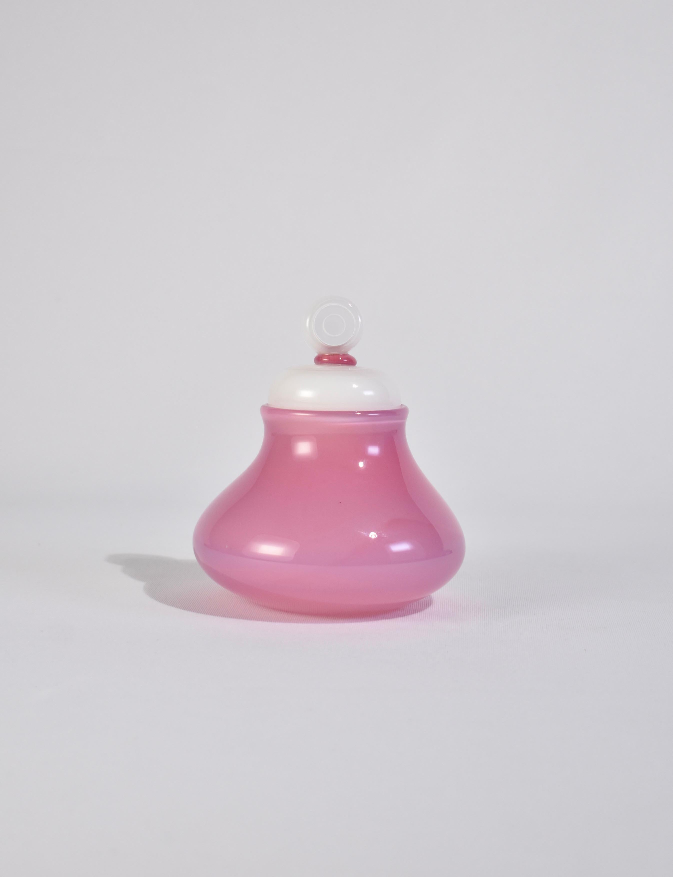 Hand-Crafted Pink Glass Jar