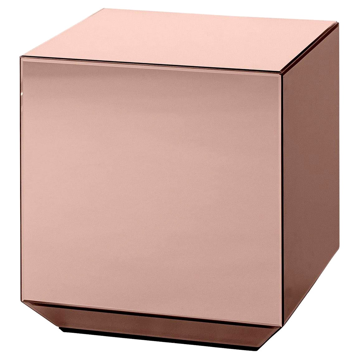 Mesa con espejo de cristal rosa