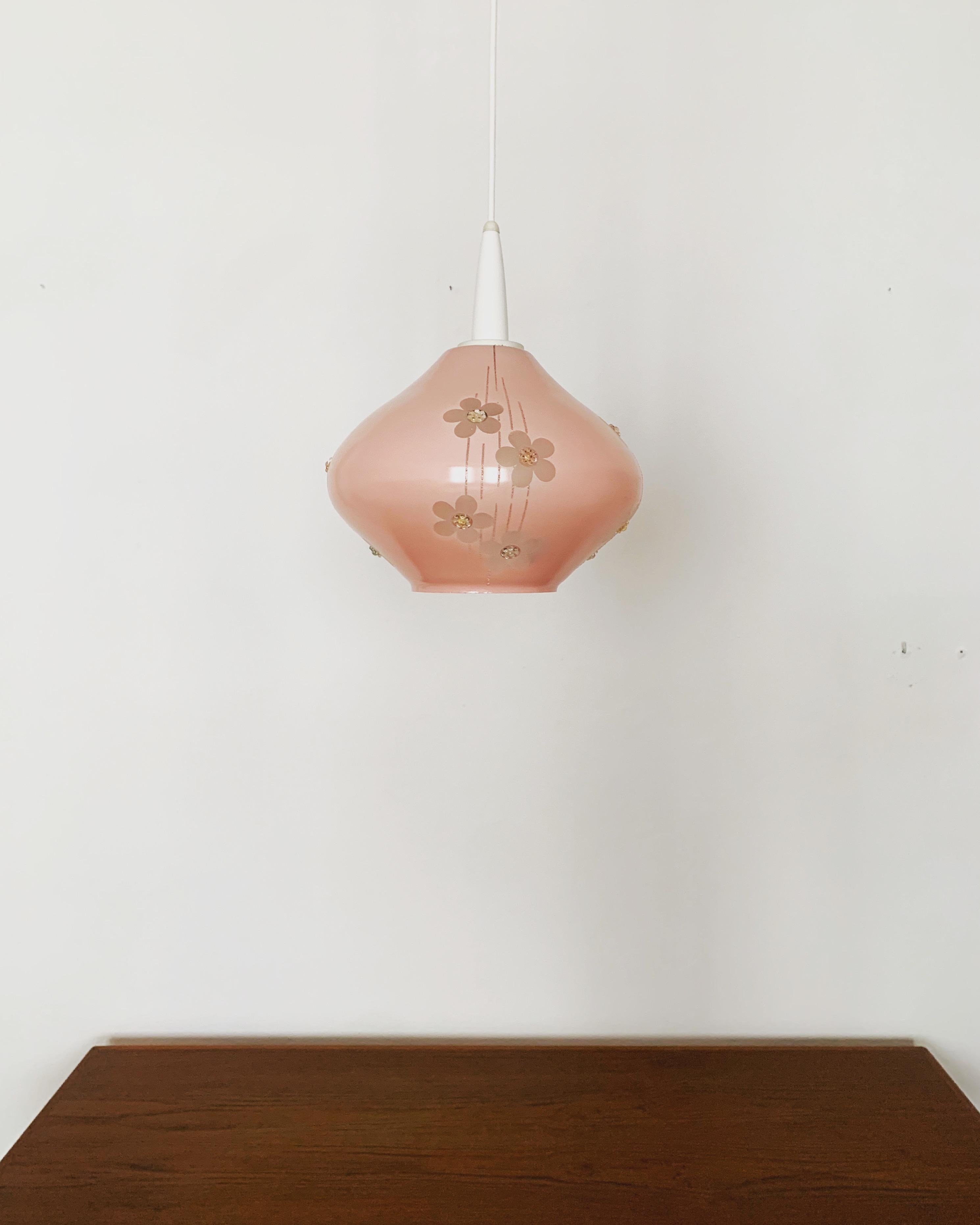 Mid-20th Century Pink Glass Pendant Lamp For Sale