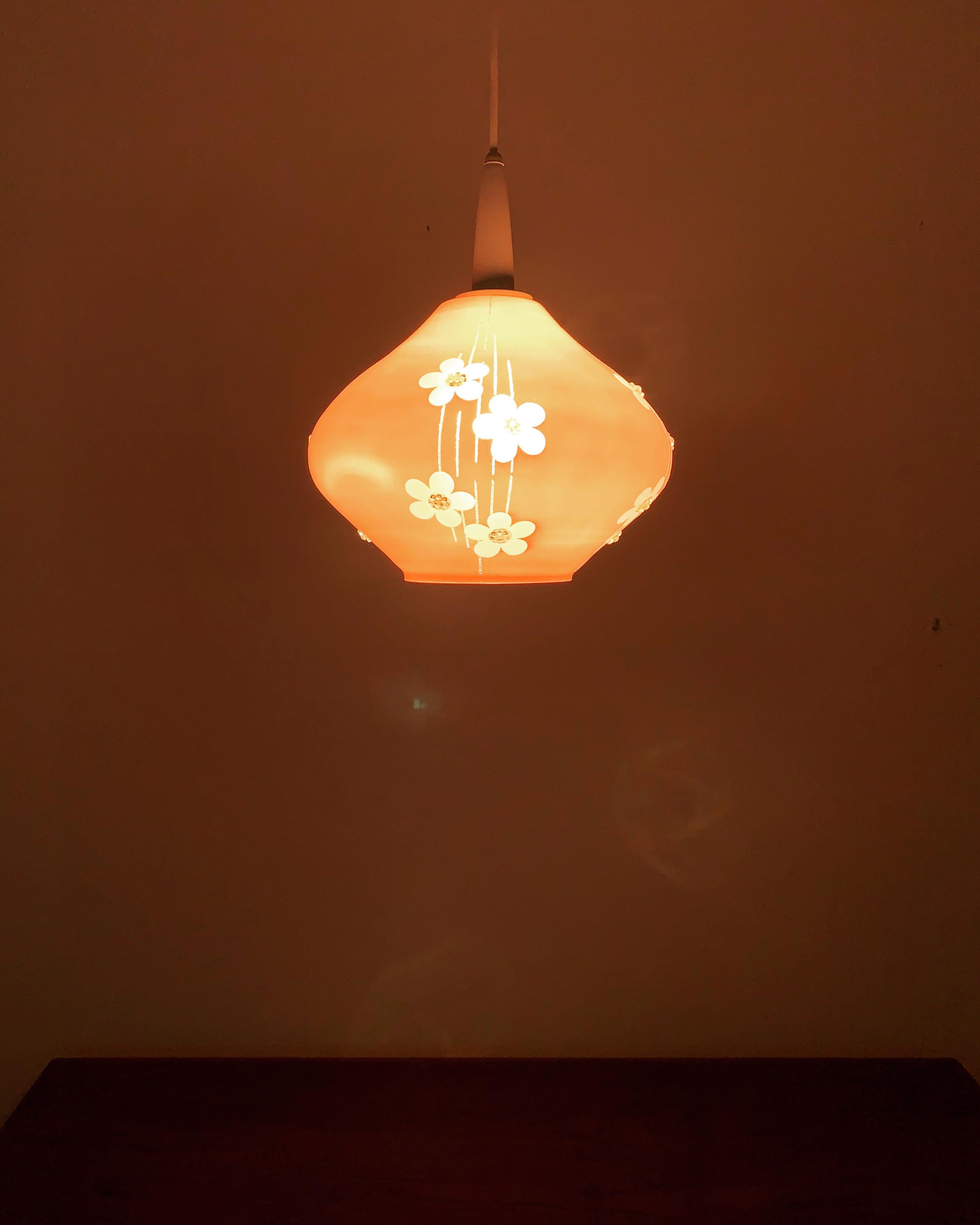 Pink Glass Pendant Lamp For Sale 1