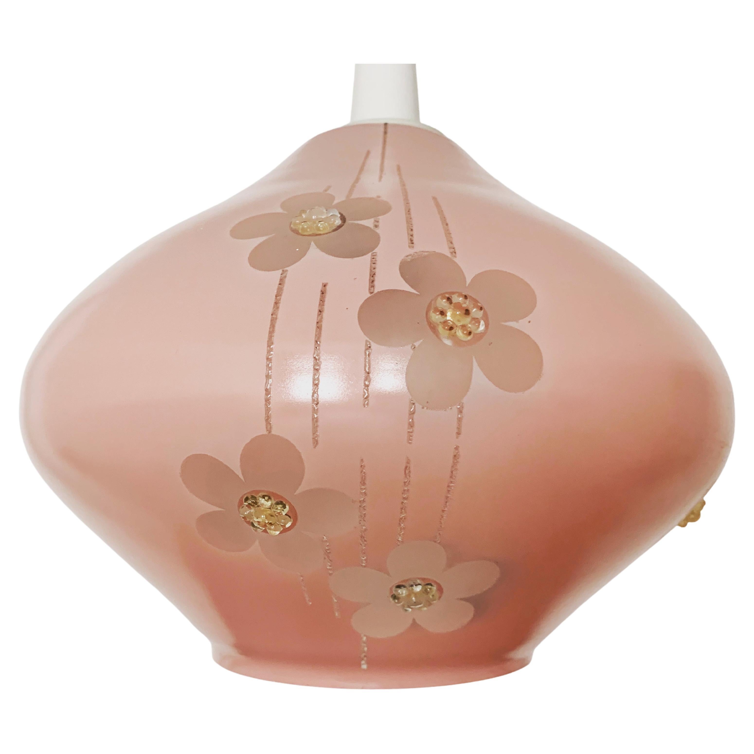 Pink Glass Pendant Lamp For Sale