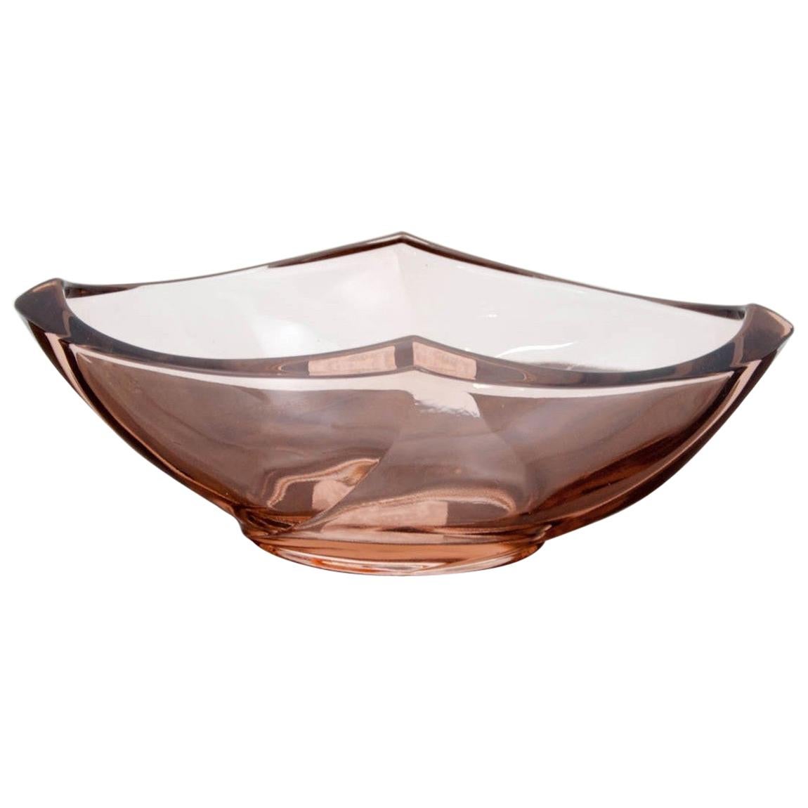 Pink Glass plate, Poland, 1970s For Sale