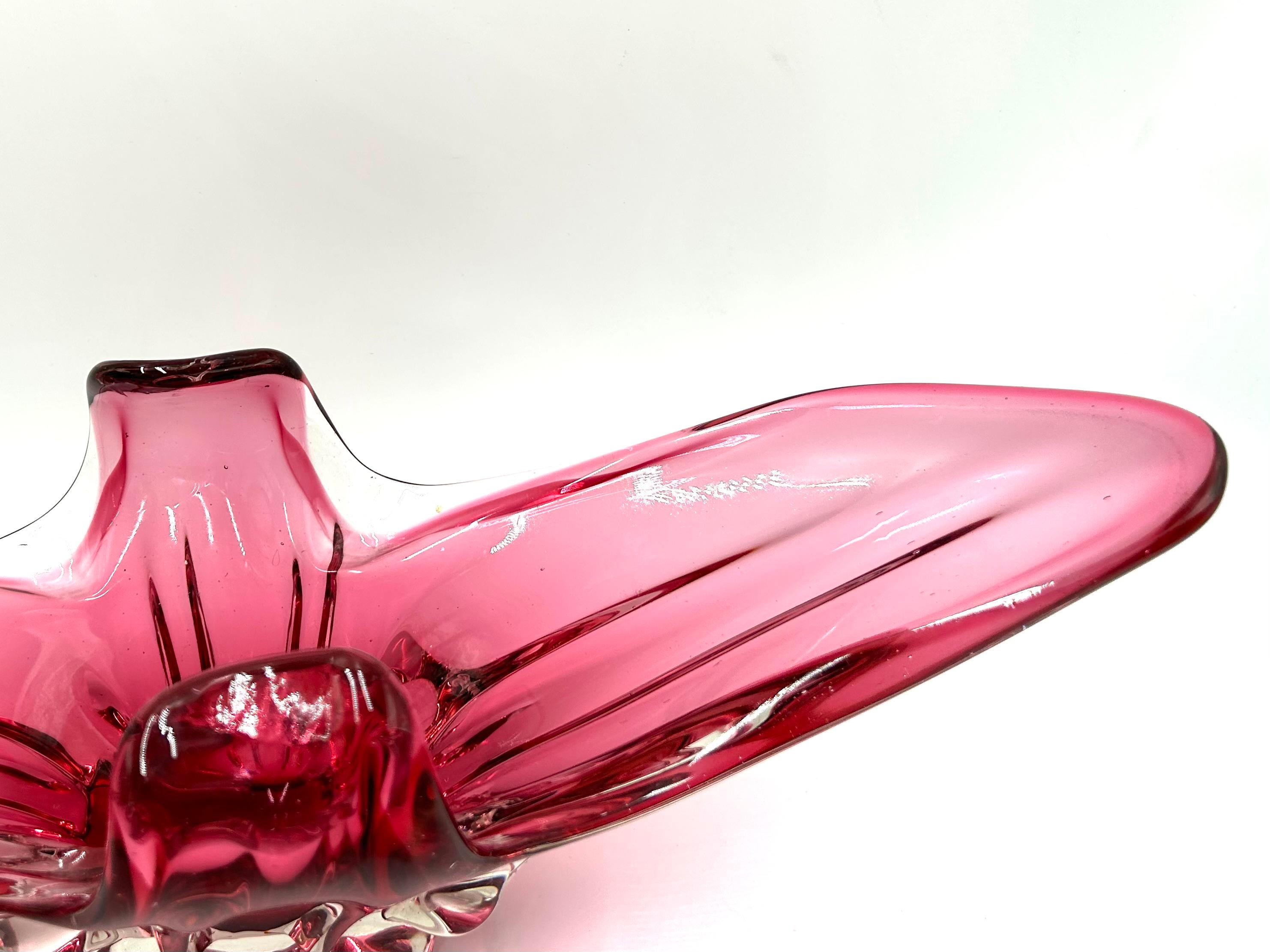 Italian Pink Glass Platter, Italy, 1970s For Sale