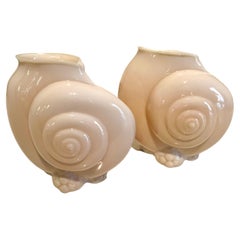 Vintage Pink Glass Shell Vases