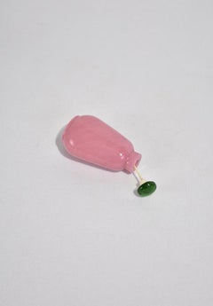 Pink Glass Snuff Bottle with Green Top