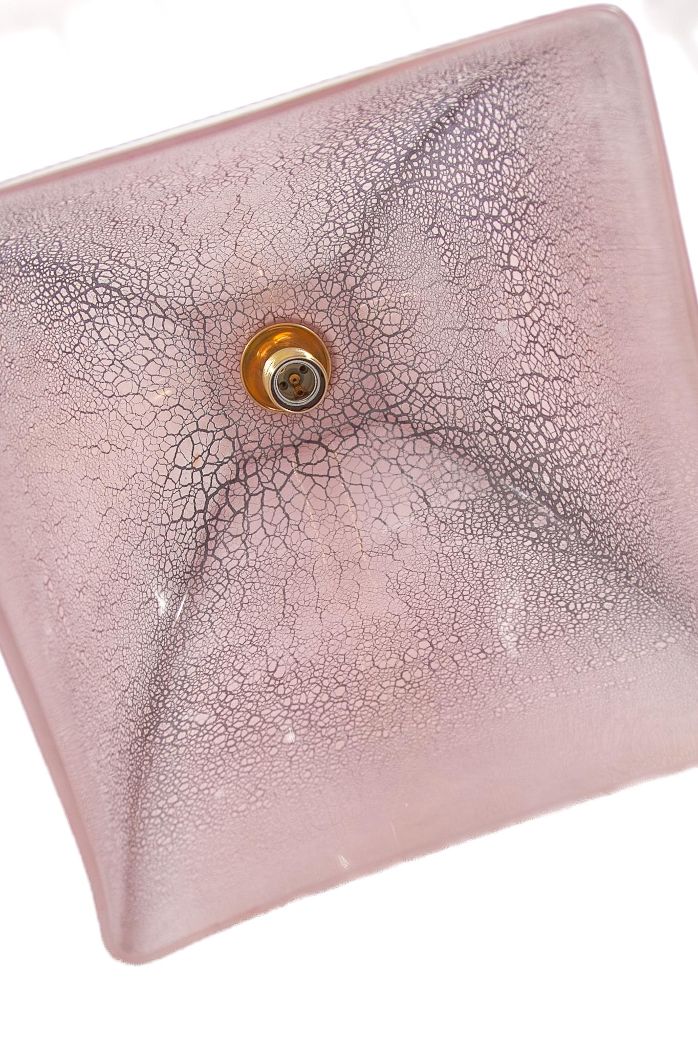 Pink Glass Textured Pendant designed by Alfredo Barbini, Italy 3