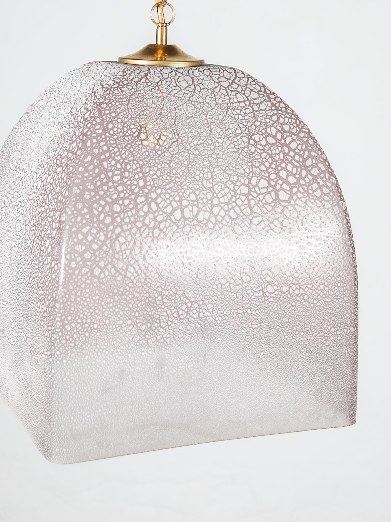 Mid-Century Modern Pink Glass Textured Pendant designed by Alfredo Barbini, Italy