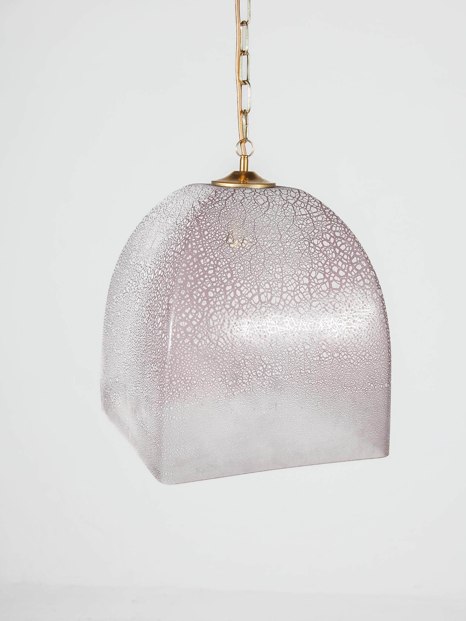 Italian Pink Glass Textured Pendant designed by Alfredo Barbini, Italy
