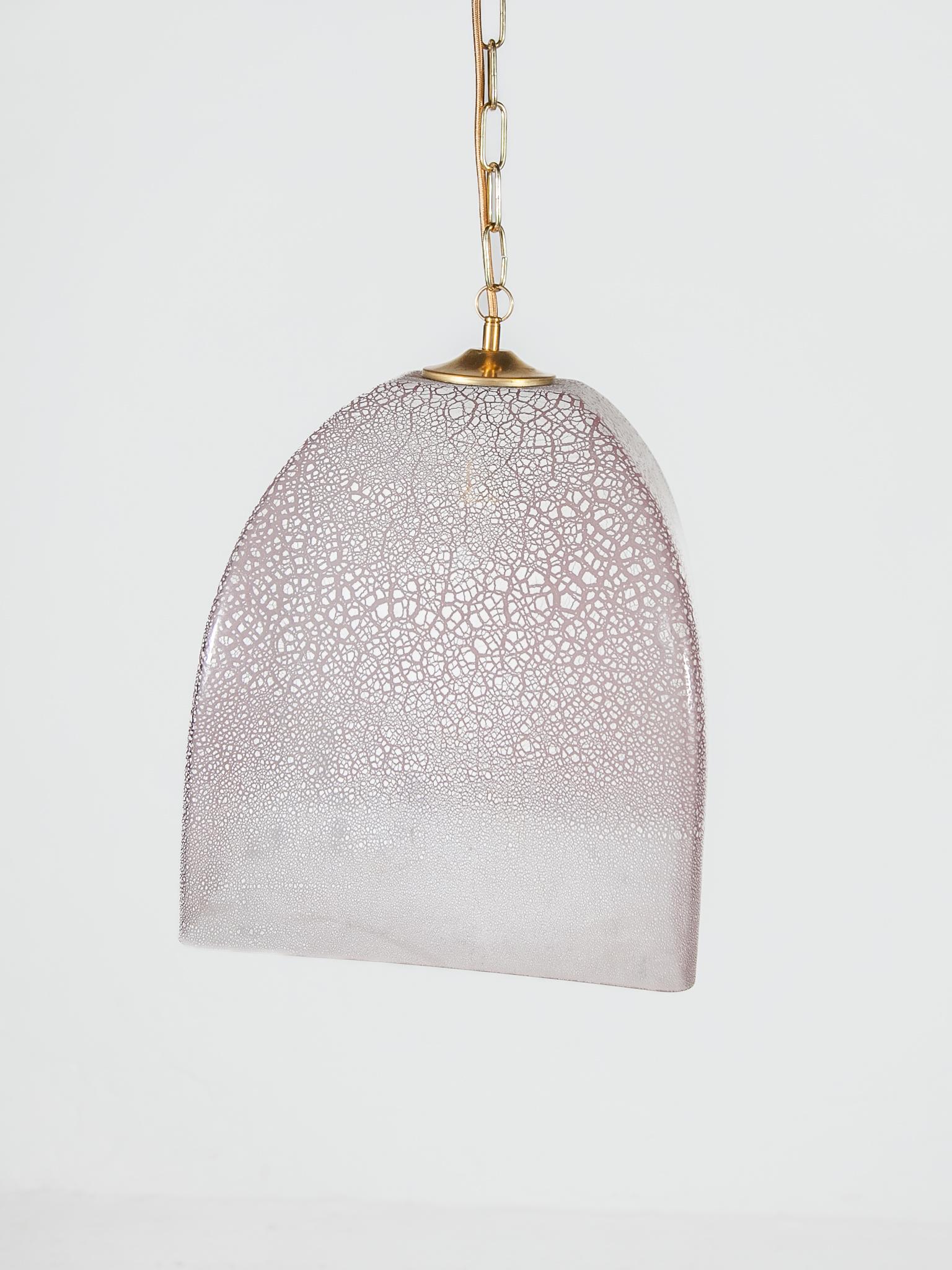 Hand-Crafted Pink Glass Textured Pendant designed by Alfredo Barbini, Italy