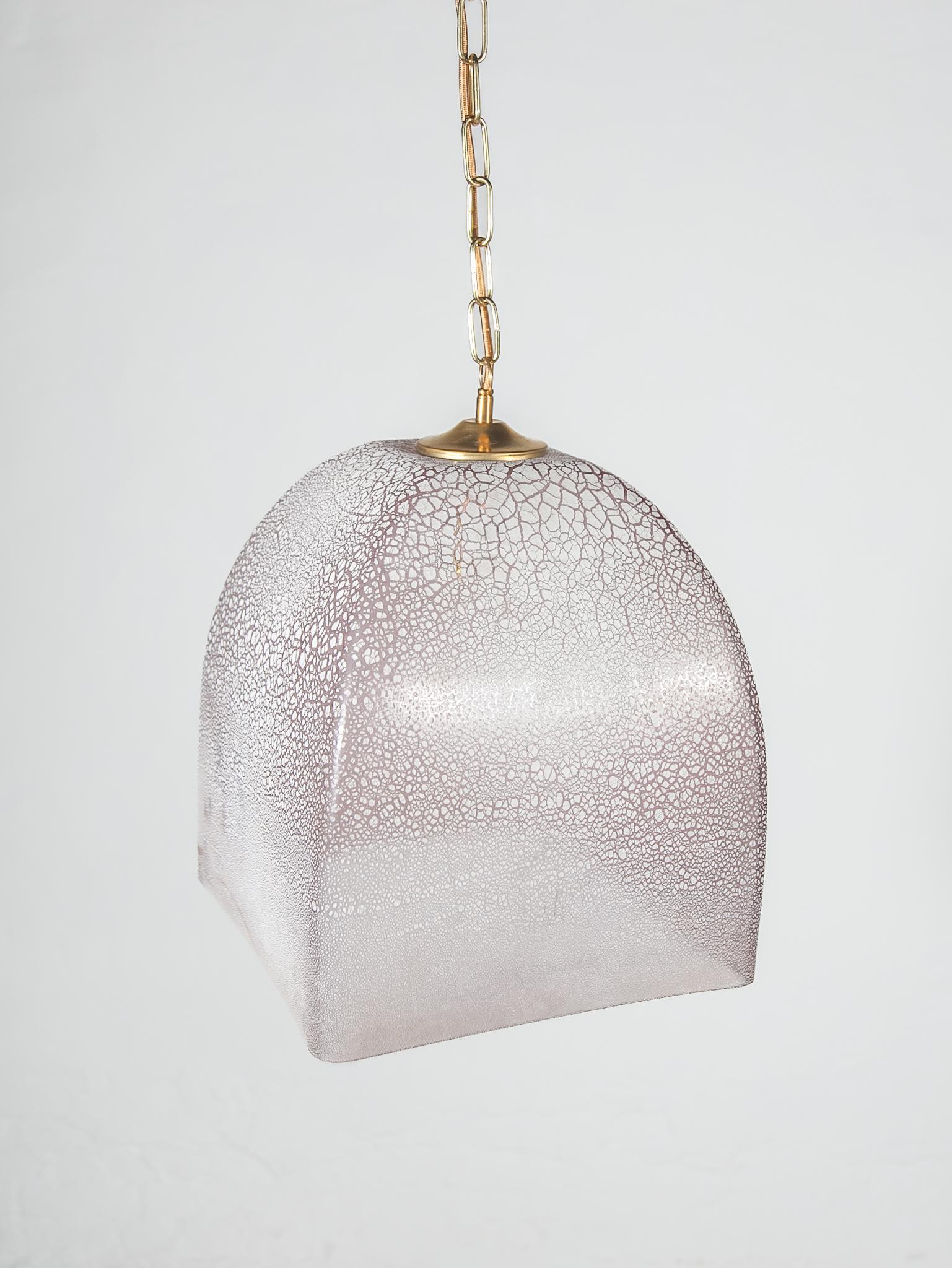 Blown Glass Pink Glass Textured Pendant designed by Alfredo Barbini, Italy