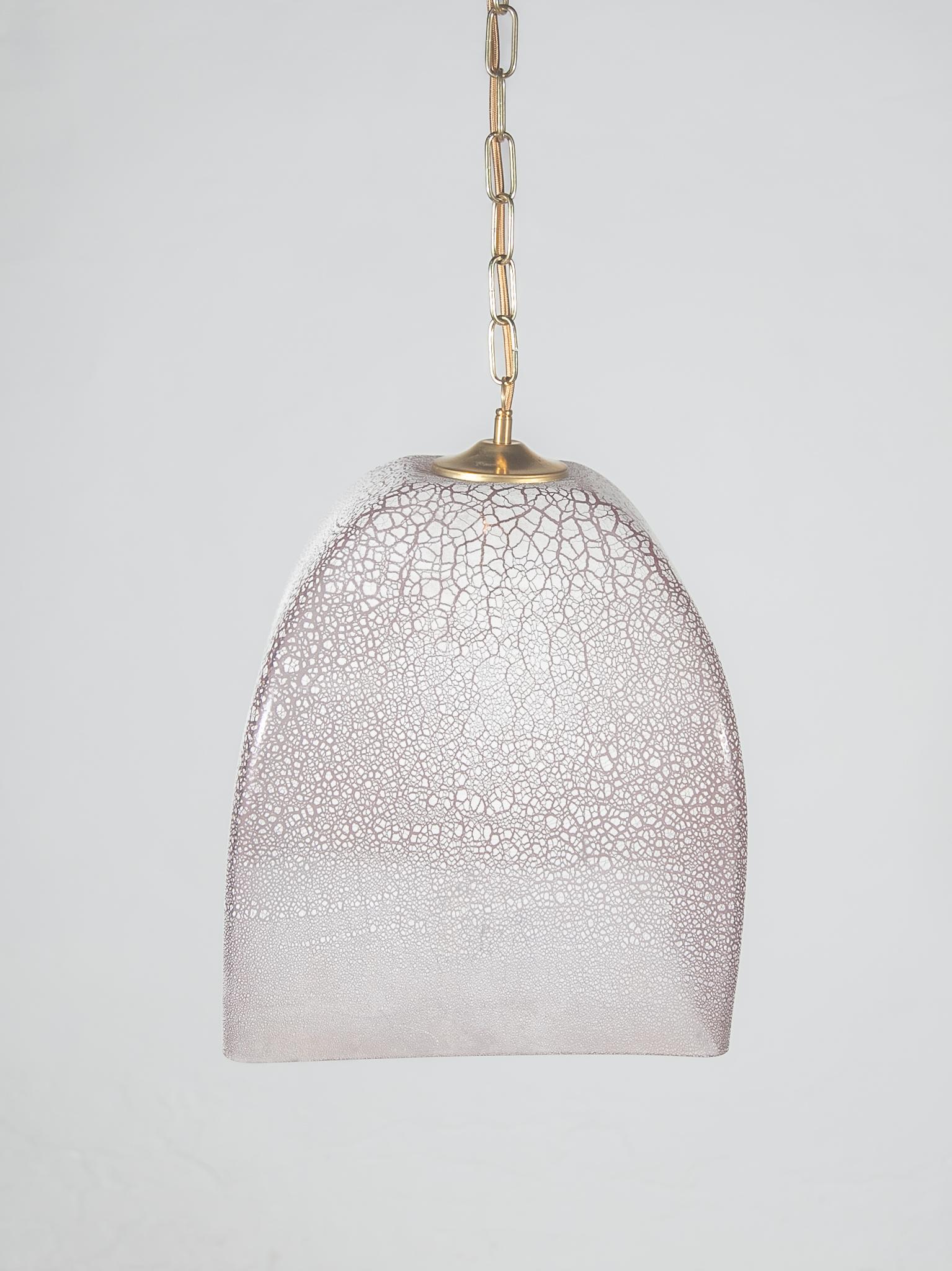 Pink Glass Textured Pendant designed by Alfredo Barbini, Italy 1