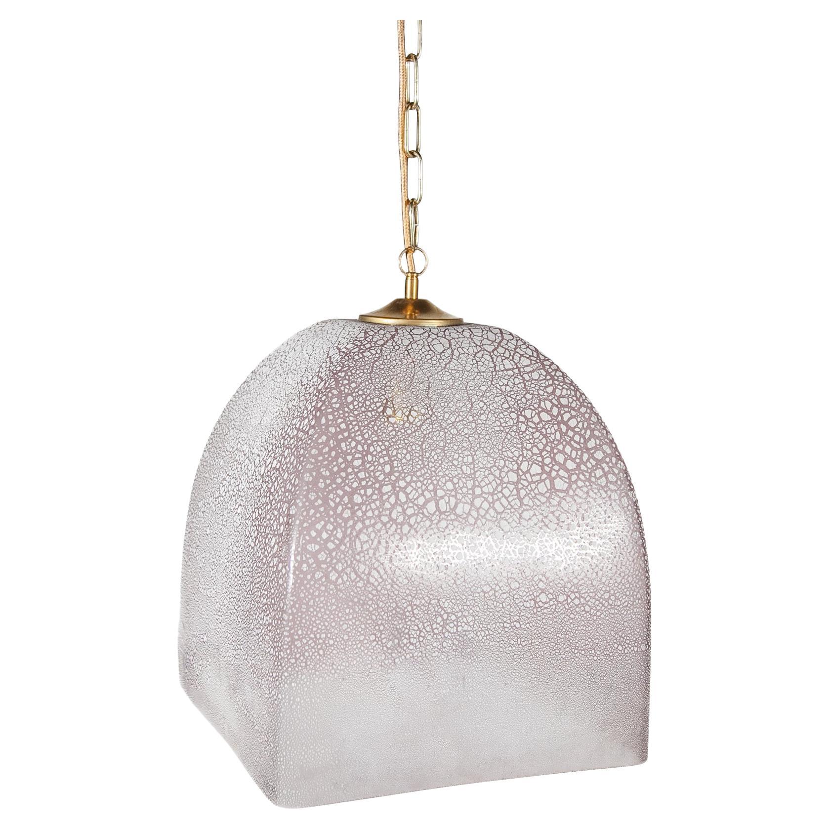 Pink Glass Textured Pendant designed by Alfredo Barbini, Italy