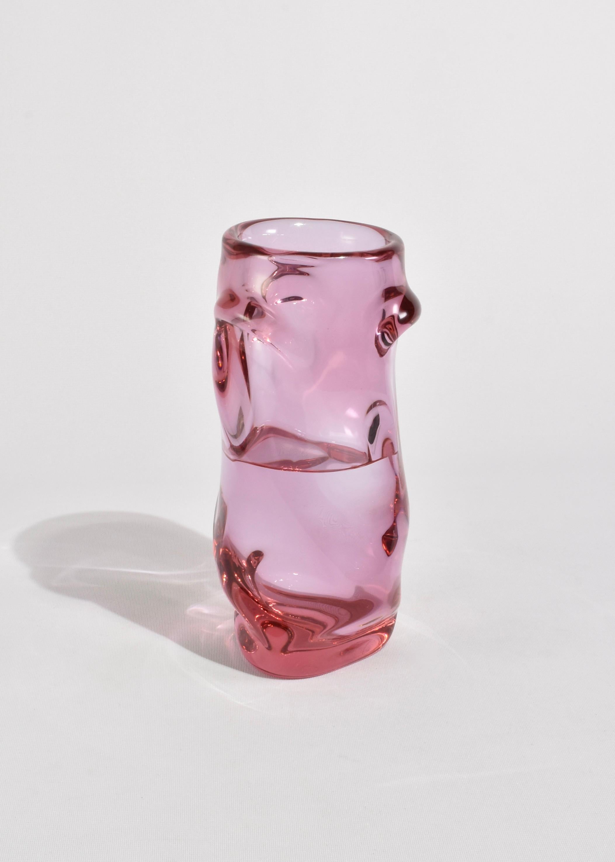 Vase aus rosa Glasvase (Glaskunst) im Angebot