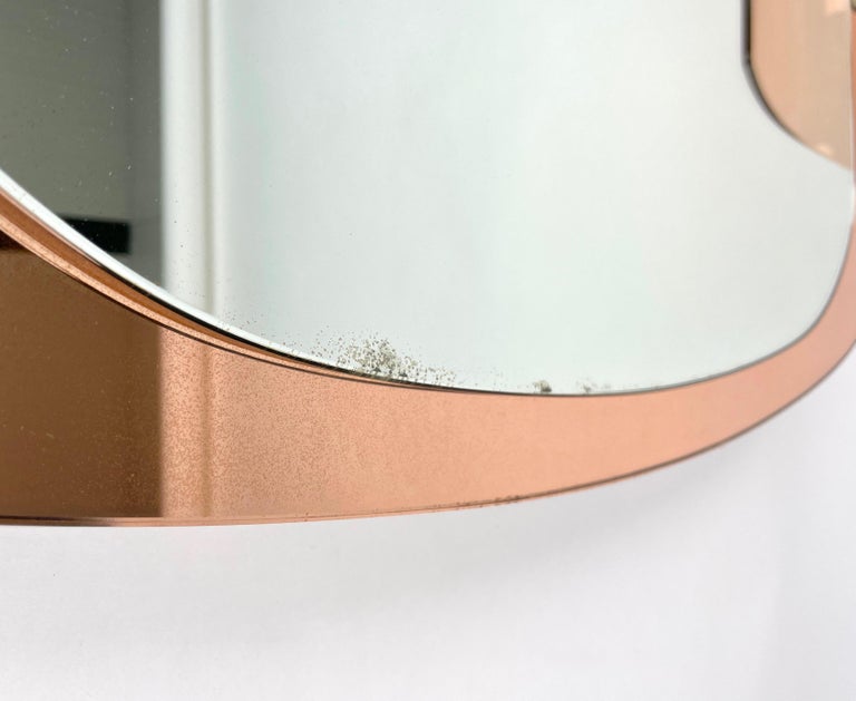 Pink Glass Wall Mirror with Light by Veca, Italy, 1970s For Sale at 1stDibs