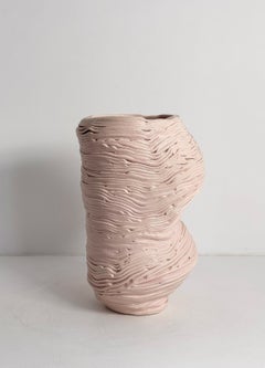 Vase mit rosa Glasur von Kalou Dubus, Skulpturale Keramik, Serie Twist