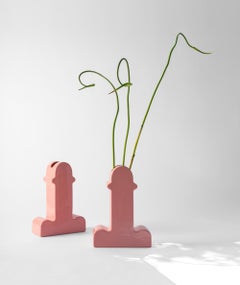 Pink Glazed Ceramic Vase "Shiva" Flower Vase by Ettore Sottsass, Spainsh design