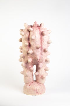Pink glazed stoneware sculpture by Laurent Dufour, 2024.