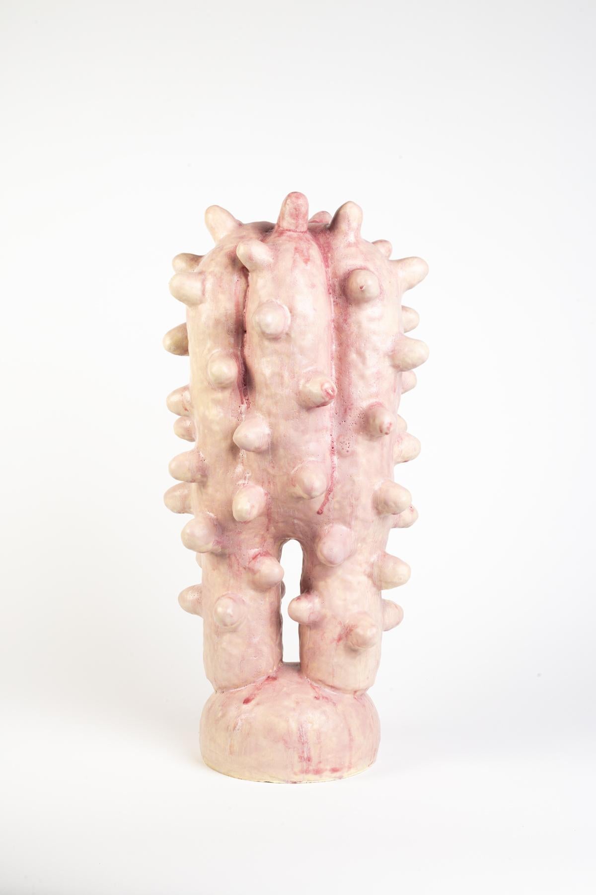 Francese Scultura in gres smaltato rosa di Laurent Dufour, 2024. in vendita