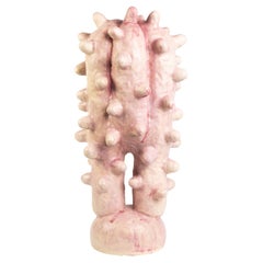 Pink glazed stoneware sculpture by Laurent Dufour, 2024.