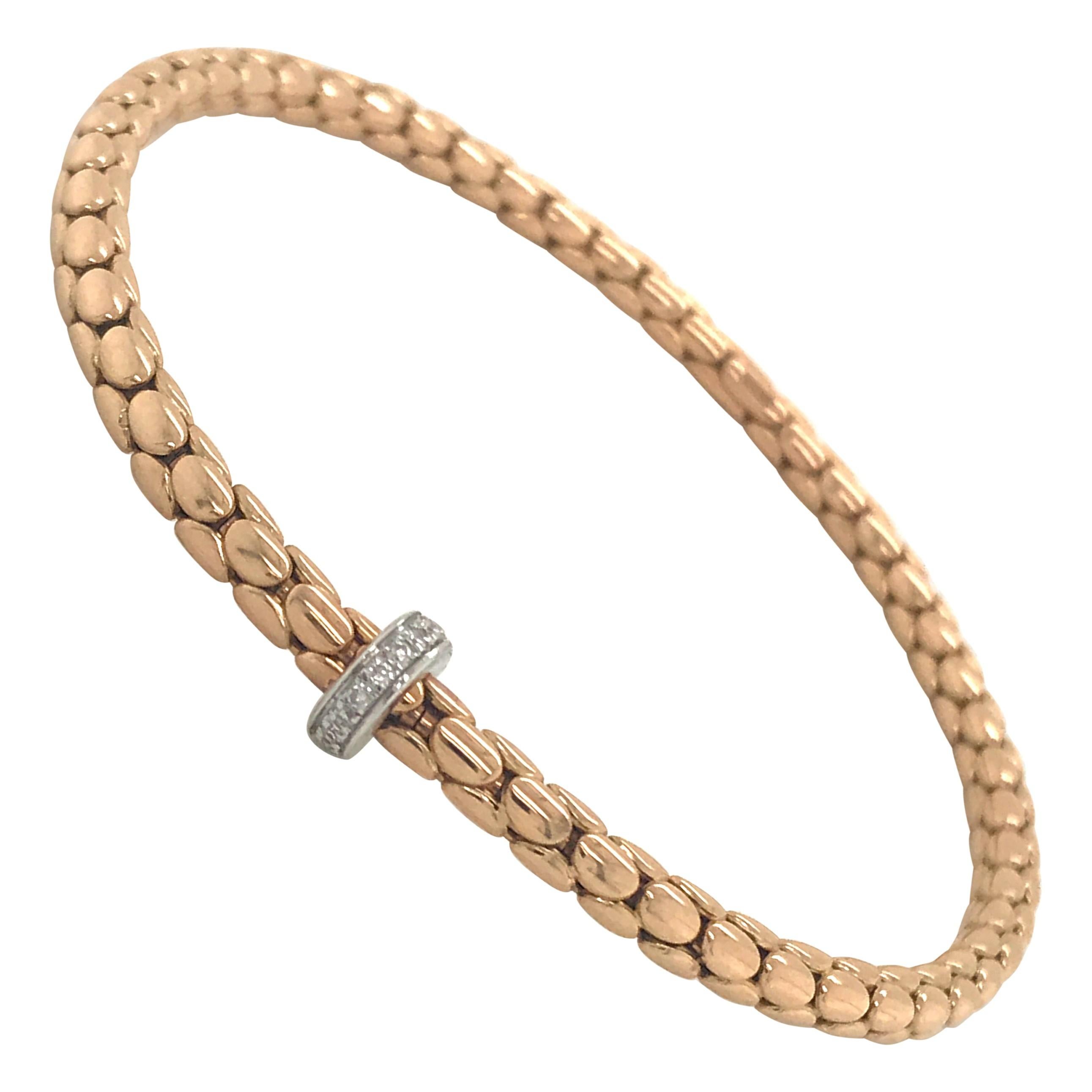 Pink Gold and White Gold 18 Karat Timeless Stretch Bracelet with