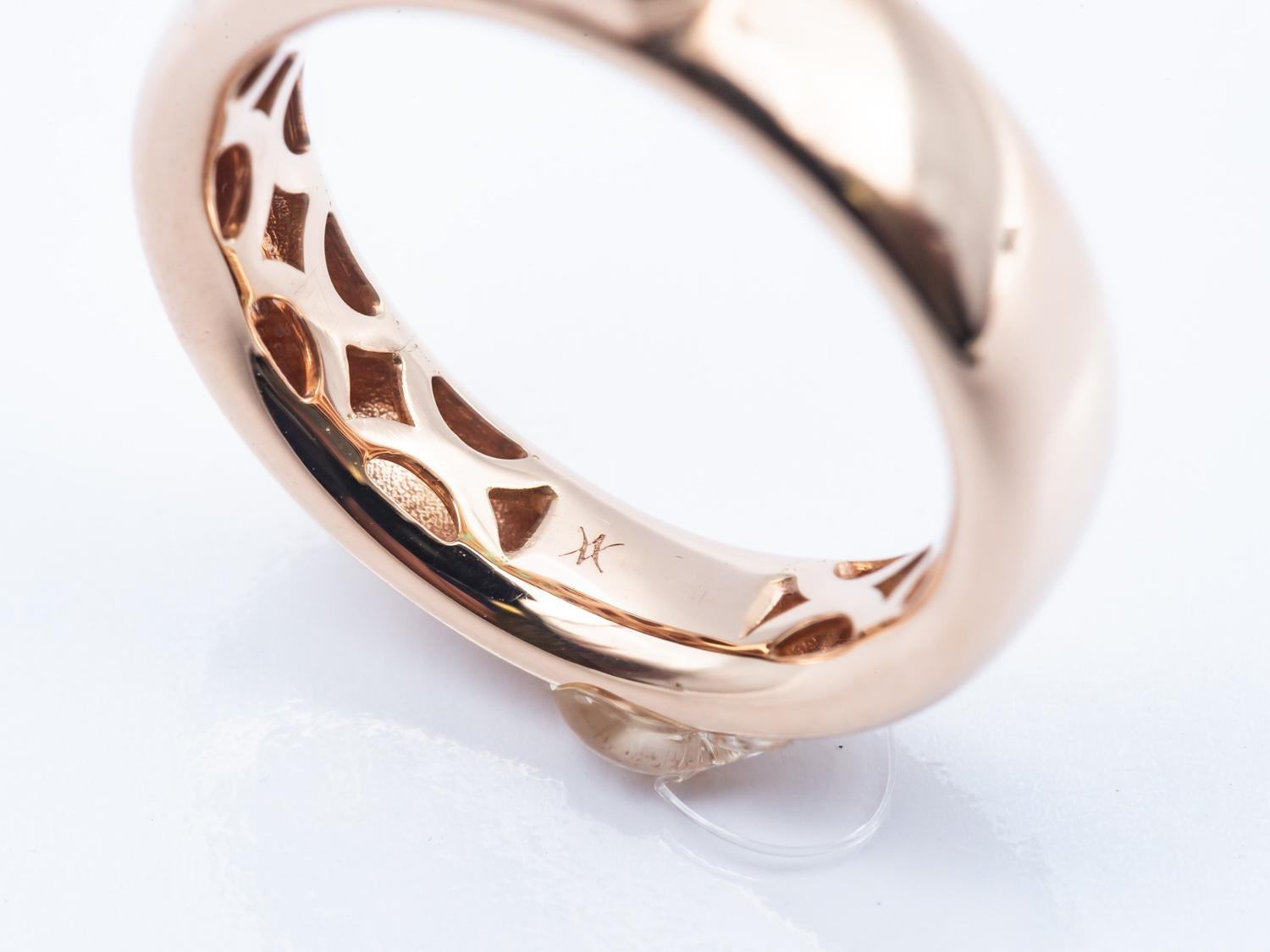 Pink Gold 18 Karat Ring with 0.52 Karat Emerald In New Condition In Vannes, FR