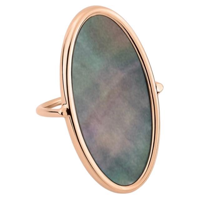 Pink Gold and Black Mother-of-pearl Ring