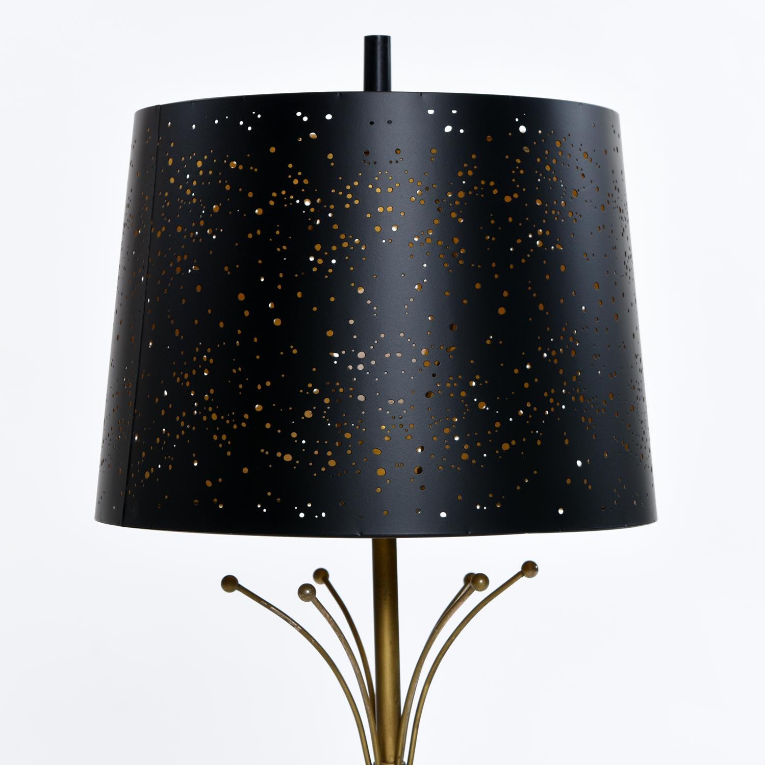 Pink Gold and Black Sputnik Starburst Ceramic Mid-Century Modern Table Lamps 1