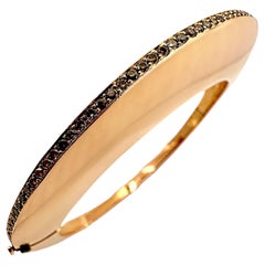 Pink Gold and Cognac Diamond Georg Jensen Hinged Razor Thin Bangle Bracelet