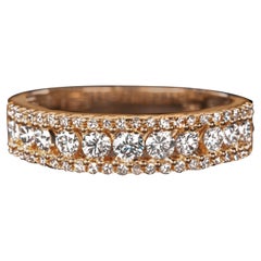 Pink Gold and Diamond Three-Row Band Ring